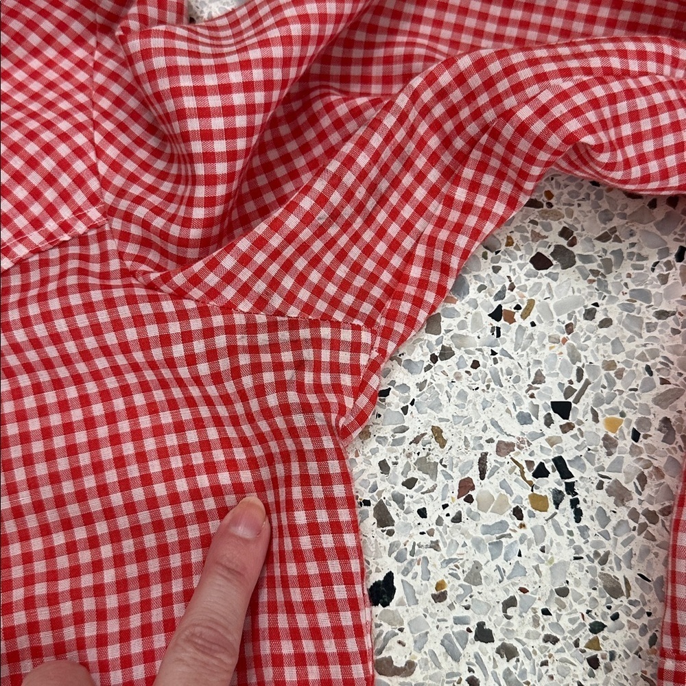 Vintage Wrangler red white plaid western button up down pearl button m gingham - Picture 9 of 10